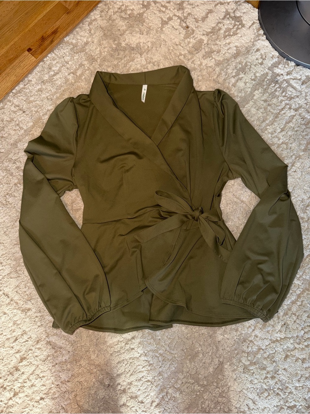 Halara Olive Green Wrap Blouse with Tie Waist